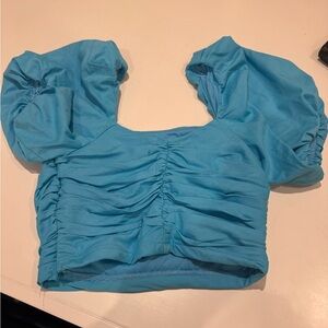 DO+BE Sky Blue Ruched Crop Top